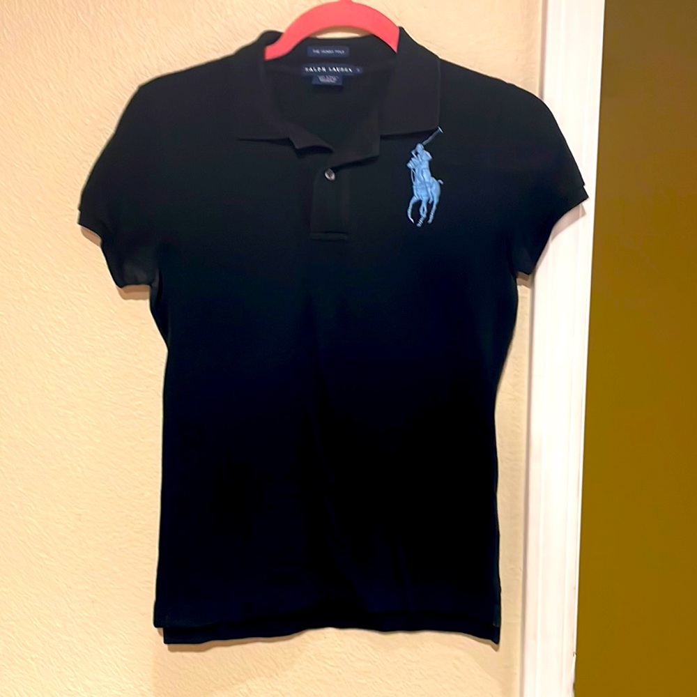 Ralph Lauren Black Polo with Light Blue Emblem